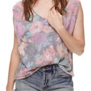 We The Free Free People Anthropologie Sz M Gardenia Floral Print Tee